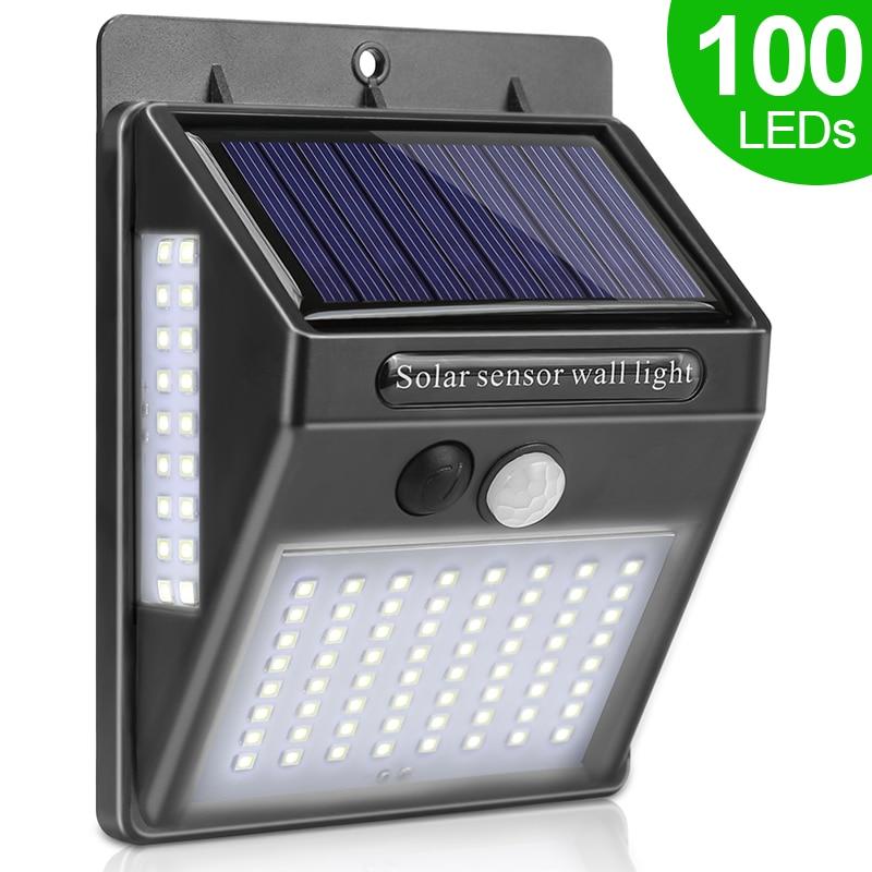 100 LED Solar Light Outdoor Solar Lamp PIR Motion Sensor Wall Light Waterproof Solar Powered Sunlight for Garden Decoration