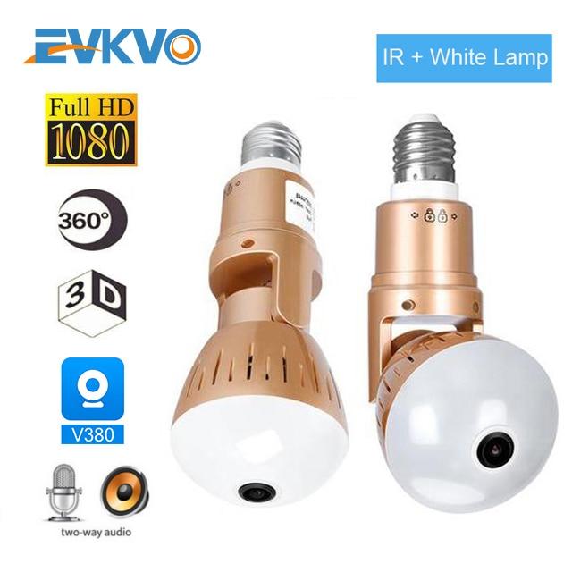 EVKVO IP Camera Bulb Lamp light Wireless 2MP HD 360 Degrees Panoramic Light Home Cctv Security Video Surveillance Wifi  Camera