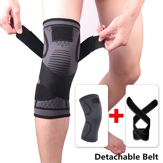 1PC Dual-use Pressurized Knee Pads Strap Removable Knee Brace Support Crossfit Fitness Running Sports Knee Protector 9