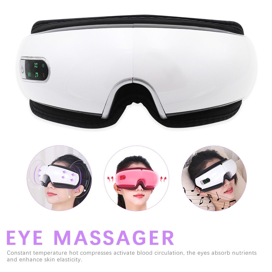 Airbag Vibration Eye Massager 4D Smart Eye Care Instrument Hot Compress Bluetooth Eye Fatigue Massage Glasses Therapy Glasses