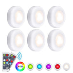 RGBW 16 Colors led Under Cabinet Lighting Dimmer & Timing Function led Puck Lights Night lamp For Cupboard Close Wardrobe