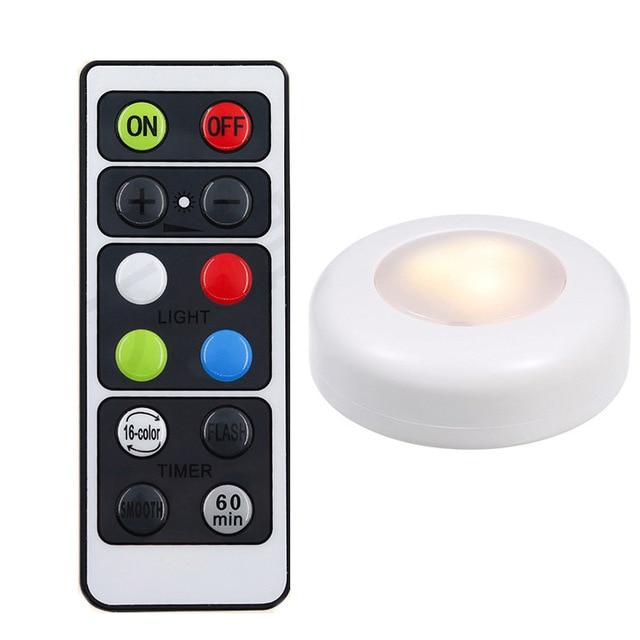 RGBW 16 Colors led Under Cabinet Lighting Dimmer & Timing Function led Puck Lights Night lamp For Cupboard Close Wardrobe