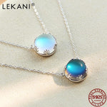 LEKANI Aurora Pendant Necklace Halo Crystal Gem S925 Sterling Silver Fashion Necklace Women's Elegant Anniversary Gift