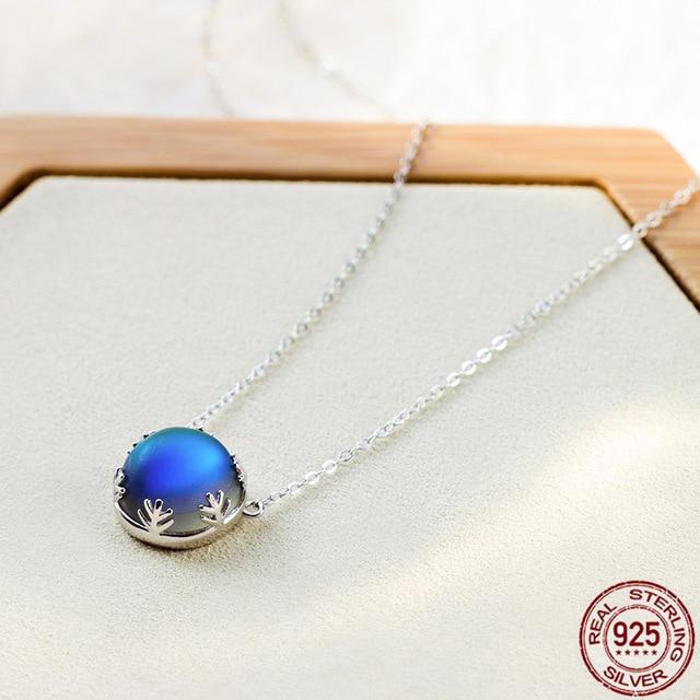 LEKANI Aurora Pendant Necklace Halo Crystal Gem S925 Sterling Silver Fashion Necklace Women's Elegant Anniversary Gift