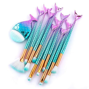 RANCAI 10/11pcs Makeup Brushes Kit maquiagem maquillaje New Mermaid Foundation Eyebrow Eyeliner Cosmetic makeup Brushes