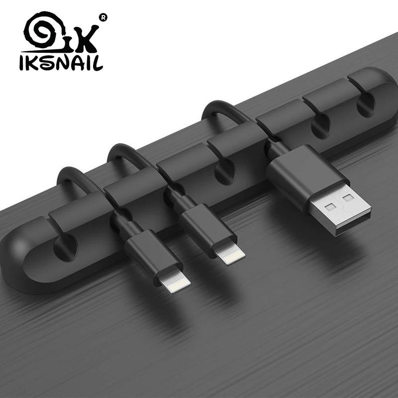 IKSNAIL Cable Holder Silicone Cable Organizer Flexible USB Winder Management Clips Holder For Mouse Keyboard Earphone Headset