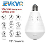 EVKVO Panoramic Bulb Light Camera Full HD 1080P 360 Degree Fisheye Wi-fi Wireless LED Light lamp IP P2P E27 Dome Security Camera