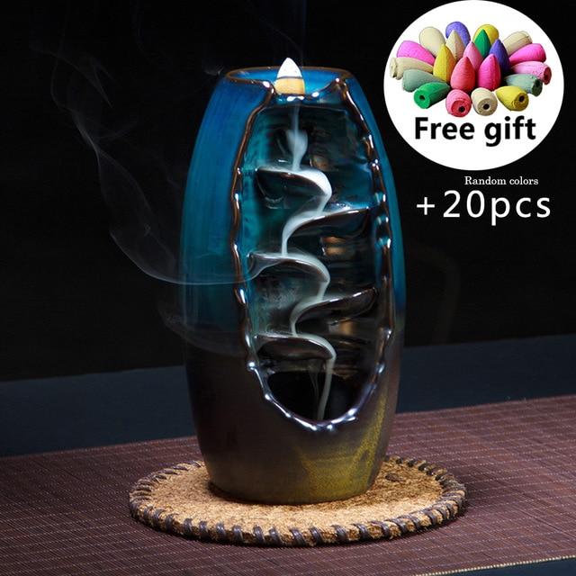 50 PCS Mountain River Handicraft Incense Holder Ceramic Backflow Waterfall Smoke Incense Burner Home Decor best Christmas gift