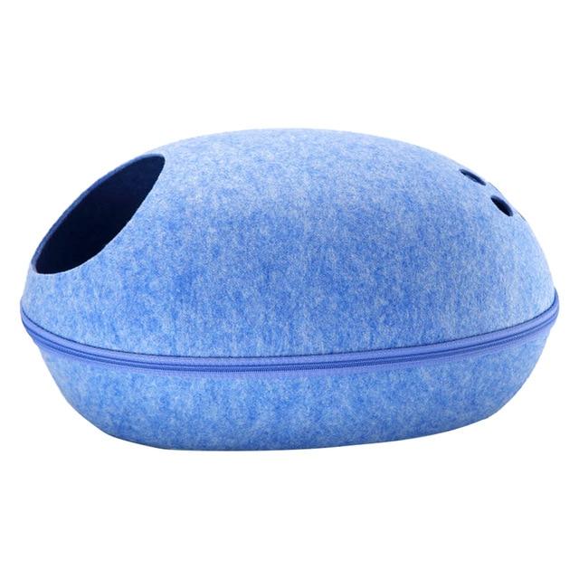 Cat House Nest With Zipper Detachable Cushion Dog Mat Egg Shape Dog Kennel Cat Bed Felt Cloth Cats Cave Sleeping Mat Pet Bed