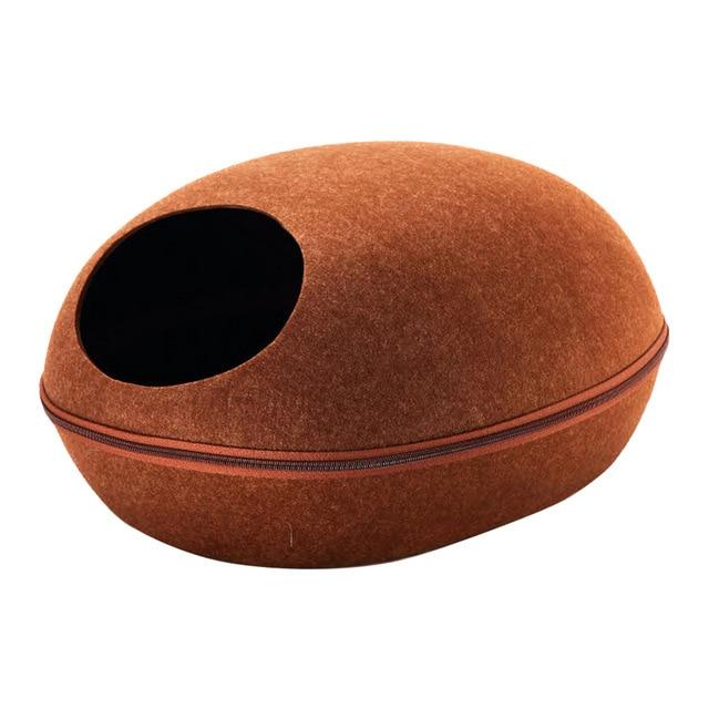 Cat House Nest With Zipper Detachable Cushion Dog Mat Egg Shape Dog Kennel Cat Bed Felt Cloth Cats Cave Sleeping Mat Pet Bed