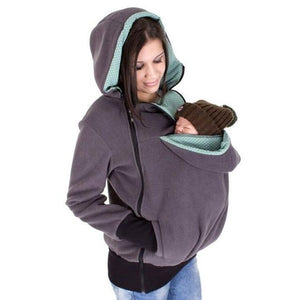 Hands Free Parenting Child Woman Kangaroo Hoodies with Baby Carrier Winter Pregnant Sweatshirts with Parent Child