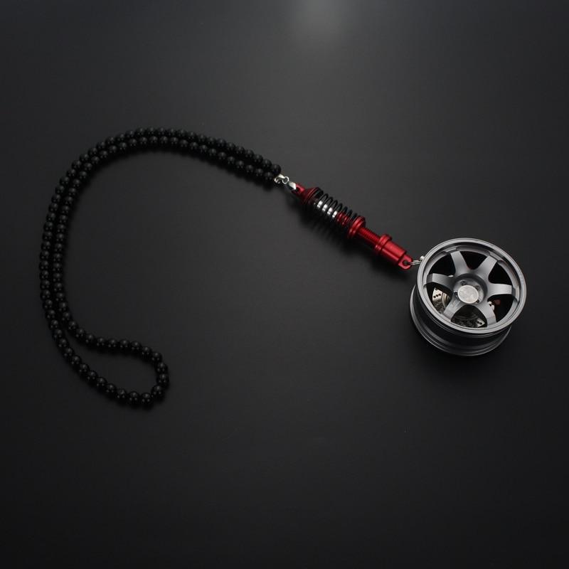 Car Styling Rearview Mirror Pendants Ornaments Aluminum Alloy Wheel Hub Rubber Tire Interior Hanging Key Chain For Rearview Car