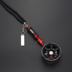 Car Styling Rearview Mirror Pendants Ornaments Aluminum Alloy Wheel Hub Rubber Tire Interior Hanging Key Chain For Rearview Car