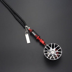 Car Styling Rearview Mirror Pendants Ornaments Aluminum Alloy Wheel Hub Rubber Tire Interior Hanging Key Chain For Rearview Car