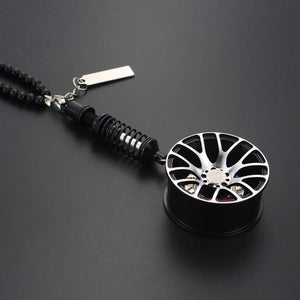 Car Styling Rearview Mirror Pendants Ornaments Aluminum Alloy Wheel Hub Rubber Tire Interior Hanging Key Chain For Rearview Car