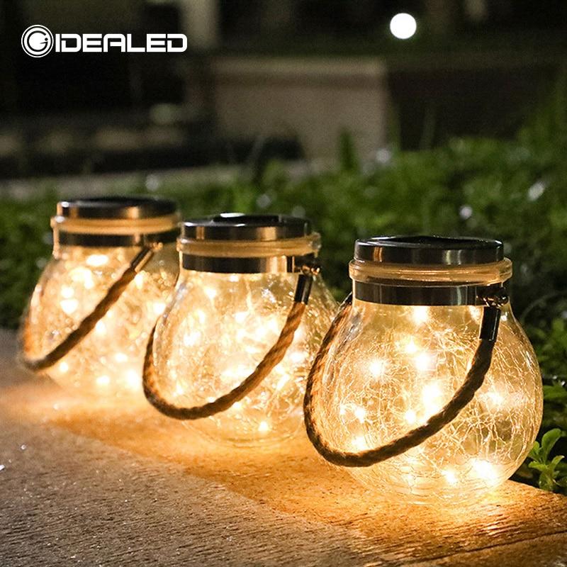 LED Solar light Ball Ornament Solar Copper Wire Lamp Crack Ball Glass Jar Outdoor Ambient Lighting Garden Lawn Decoration Lamp