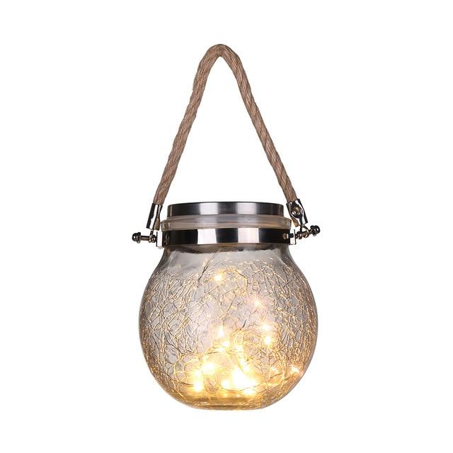 LED Solar light Ball Ornament Solar Copper Wire Lamp Crack Ball Glass Jar Outdoor Ambient Lighting Garden Lawn Decoration Lamp