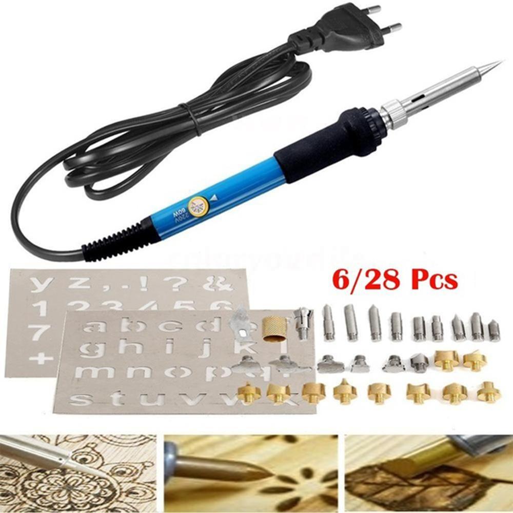 60W Electric Adjustable Temperature Welding Soldering Iron Kit Carving Pyrography Tool Wood Embossing Burning Soldering Pen Set