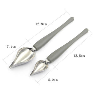 2 Pcs Chef Decoration Pencil Anti-slip Accessories Draw Tools Stainless Steel Portable Sauce Painting Coffee Spoon Kitchen Home