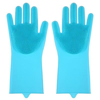 1Pair  Dishwashing Cleaning Gloves Magic Silicone Rubber Dish Washing Glove for Household Scrubber  Kitchen Clean Tool Scrub