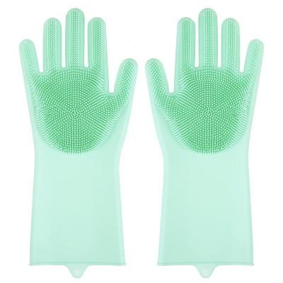 1Pair  Dishwashing Cleaning Gloves Magic Silicone Rubber Dish Washing Glove for Household Scrubber  Kitchen Clean Tool Scrub