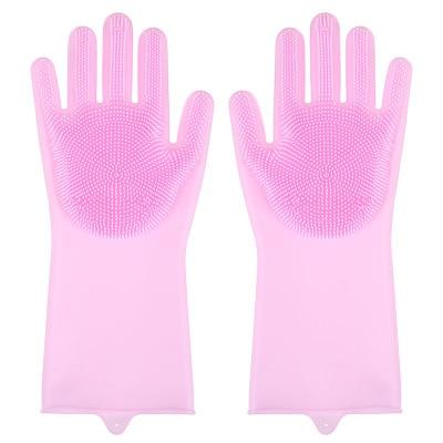 1Pair  Dishwashing Cleaning Gloves Magic Silicone Rubber Dish Washing Glove for Household Scrubber  Kitchen Clean Tool Scrub