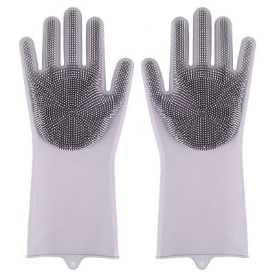 1Pair  Dishwashing Cleaning Gloves Magic Silicone Rubber Dish Washing Glove for Household Scrubber  Kitchen Clean Tool Scrub