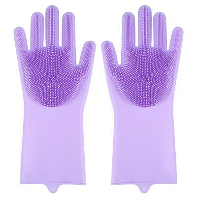 1Pair  Dishwashing Cleaning Gloves Magic Silicone Rubber Dish Washing Glove for Household Scrubber  Kitchen Clean Tool Scrub