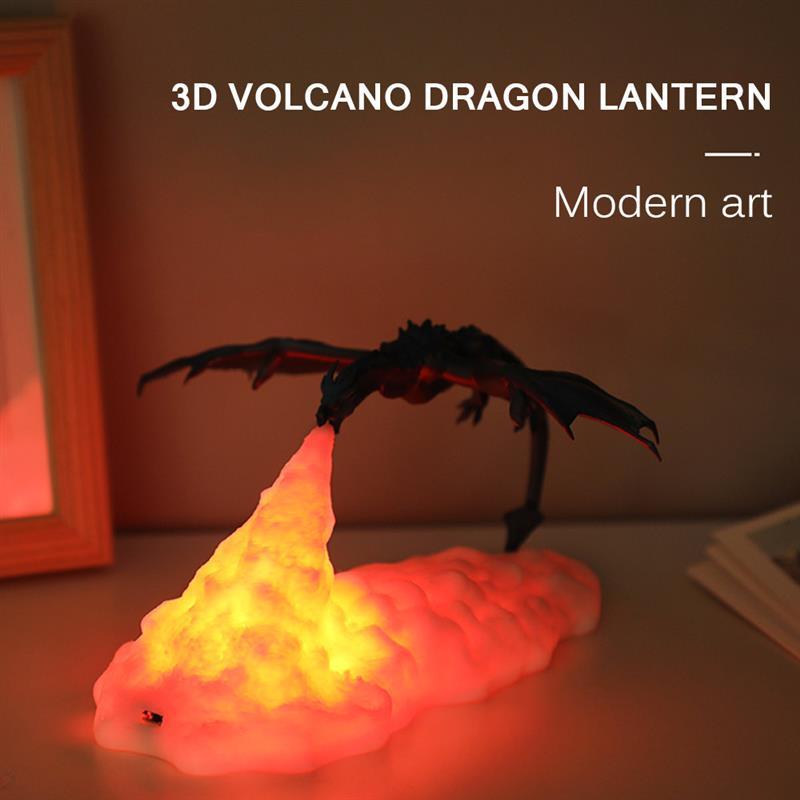 3D Printed LED Fire Dragon Lamps Night Light Rechargeable Mood Soft Light For Bedroom Kid Room Bedroom Camping Hiking Decoration