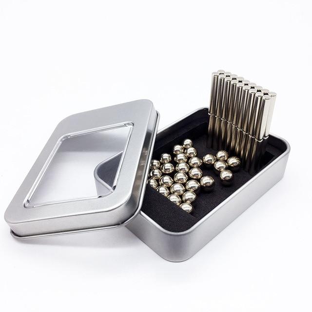 Buck ball silver color magnetic stick set 36 stick 27 ball iron boxed building blocks children adult educational toys