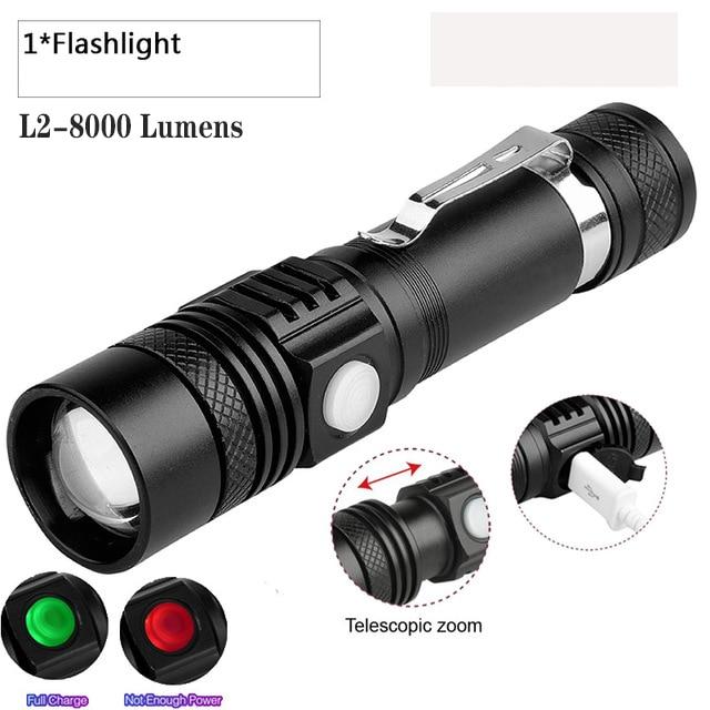 8000 Lumen Super Bright Led Flashlight T6/L2/V6/Q5 USB Led Torch Tactical Long Use Zoomable Linternas 18650 Battery For Camping