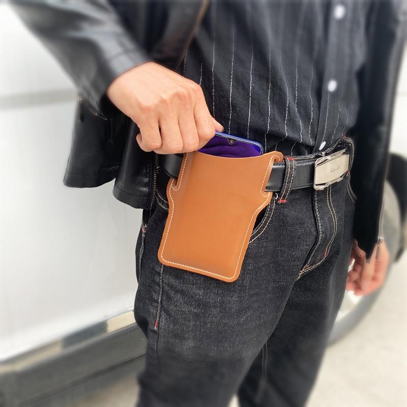 Fashion Leather Waist Belt Loop Men Cellphone Loop Holster Case Belt Waist Bag Props Leather Purse Phone Wallet