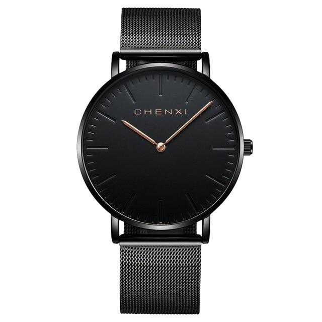 CHENXI Brand Fashion Lovers Wristwatches Women Dress Watches Women Quartz-Watch Men Casual Mesh Strap Ultra Thin Clock Watches