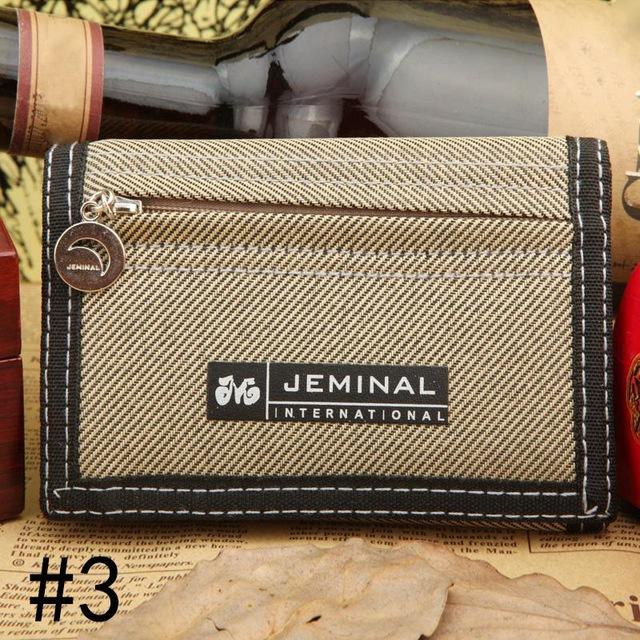 Misterolina Causal Style Canvas Wallet Short Three Fold Design Men Wallets Zipper Coin Purse Card Holder H00101