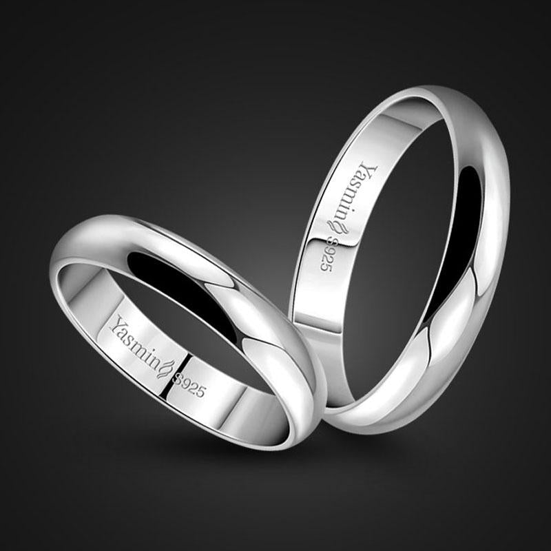 Simple marriage engagement ring. Solid 925 silver couple ring. Woman or man single ring. Wholesale sterling silver jewelry