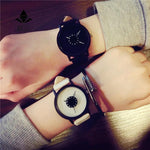 Hot fashion creative watches women men quartz-watch BGG brand unique dial design minimalist lovers' watch leather wristwatches