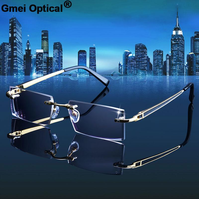 Gmei Optical 983 Phantom trimming titanium eyewear Rimless Diamond Cutting None Diopters Optical Eyeglasses for Men and Women