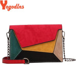 Yogodlns Retro Matte Patchwork Crossbody Bags for Women Messenger Bags Chain Strap Shoulder Bag Lady Small Flap criss-cross Bag