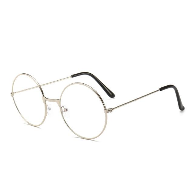 Vintage Round Metal Frame  Personality College Style Clear Lens Eye Glasses Frames blue-light eye protection mobile phone game