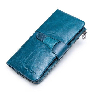 Contact's Genuine Leather Women Wallet Female Coin Purse Zipper Lady Long Wallets Portomonee Luxury Brand With Cellphone Holder