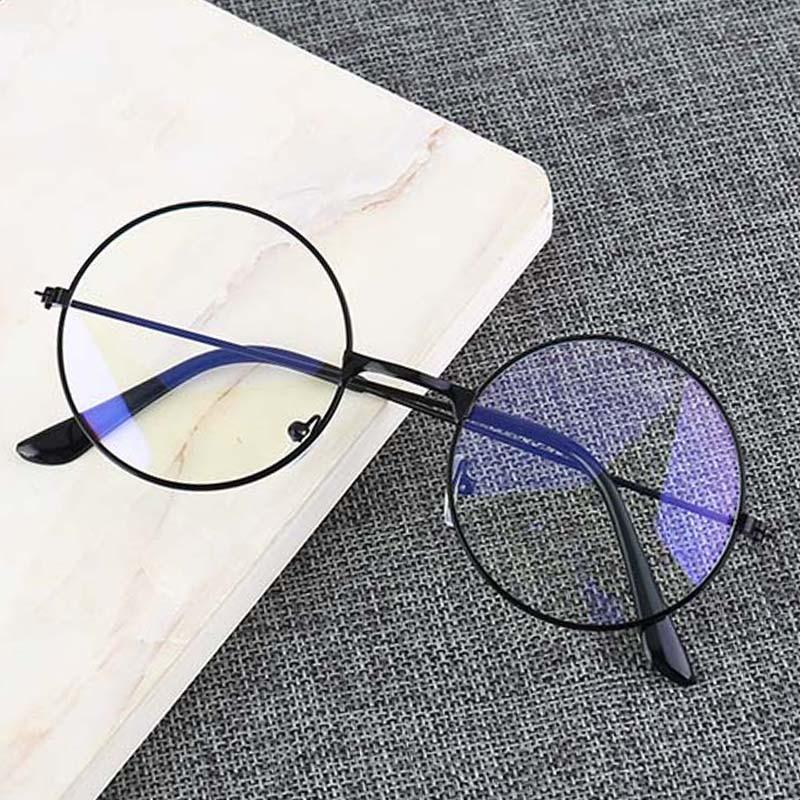 Vintage Round Metal Frame  Personality College Style Clear Lens Eye Glasses Frames blue-light eye protection mobile phone game