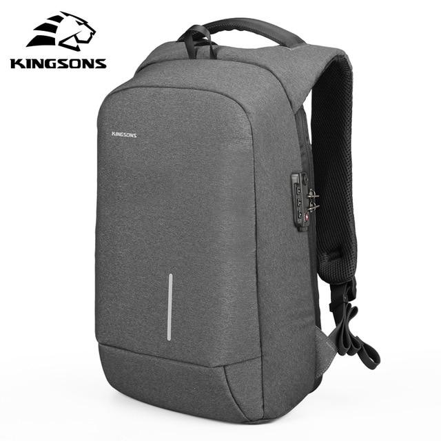 Kingsons Anti-theft Lock Backpack Phone Sucker Laptop Bags 13''15'' USB Charging Backpacks  School Bag Men's Shoulder Bags