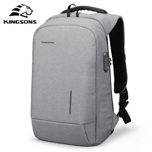 Kingsons Anti-theft Lock Backpack Phone Sucker Laptop Bags 13''15'' USB Charging Backpacks  School Bag Men's Shoulder Bags