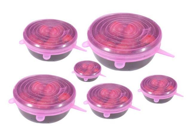 6PCS Silicone Stretch Lids Universal Silicone Food Wrap Bowl Pot Lid