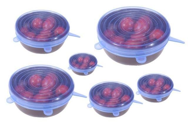 6PCS Silicone Stretch Lids Universal Silicone Food Wrap Bowl Pot Lid