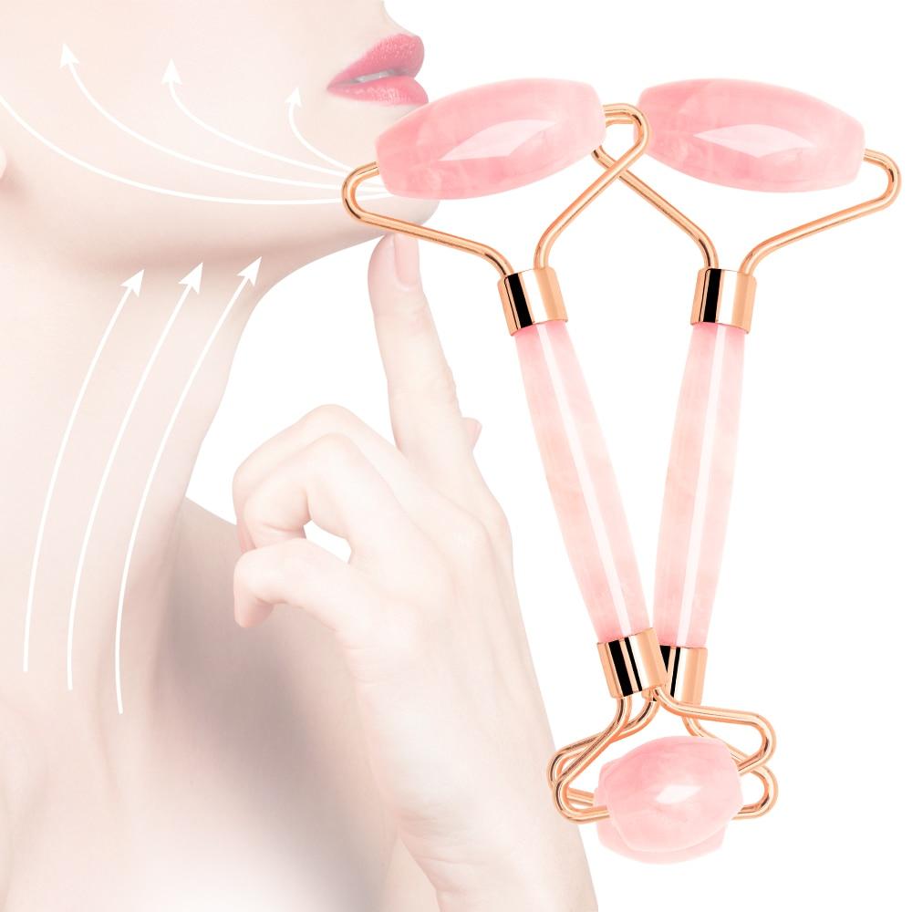 Rose Quartz Jade Roller Massage Facial Massager Machine Face Roller Face Slimming Massager Facial Roller Body Neck Head Massager